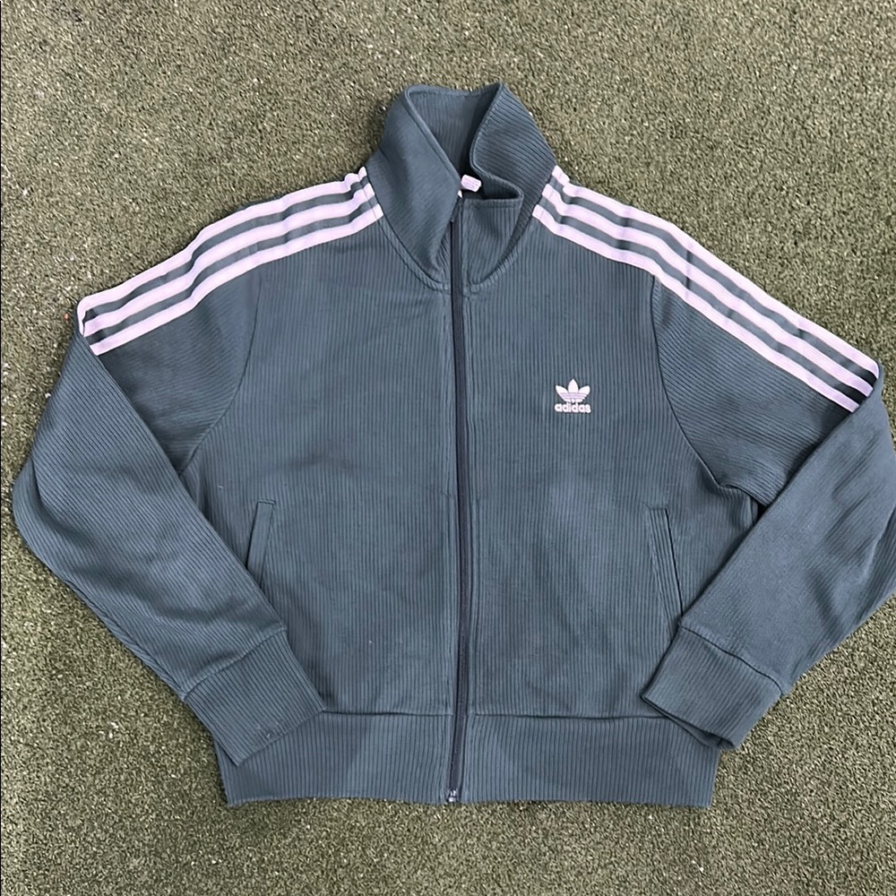 Adidas Ribbed green and white jacket